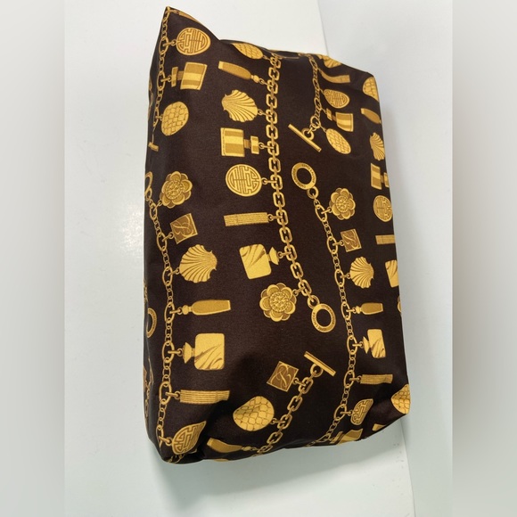 Estee Lauder Brown and Gold Cosmetic Makeup Bag New Gold Chain Bracelet Design. - Picture 4 of 5